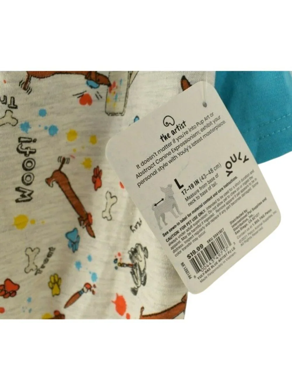 Youly Dog Large 17 to 19 inches The Artist Blue Pet Pajamas